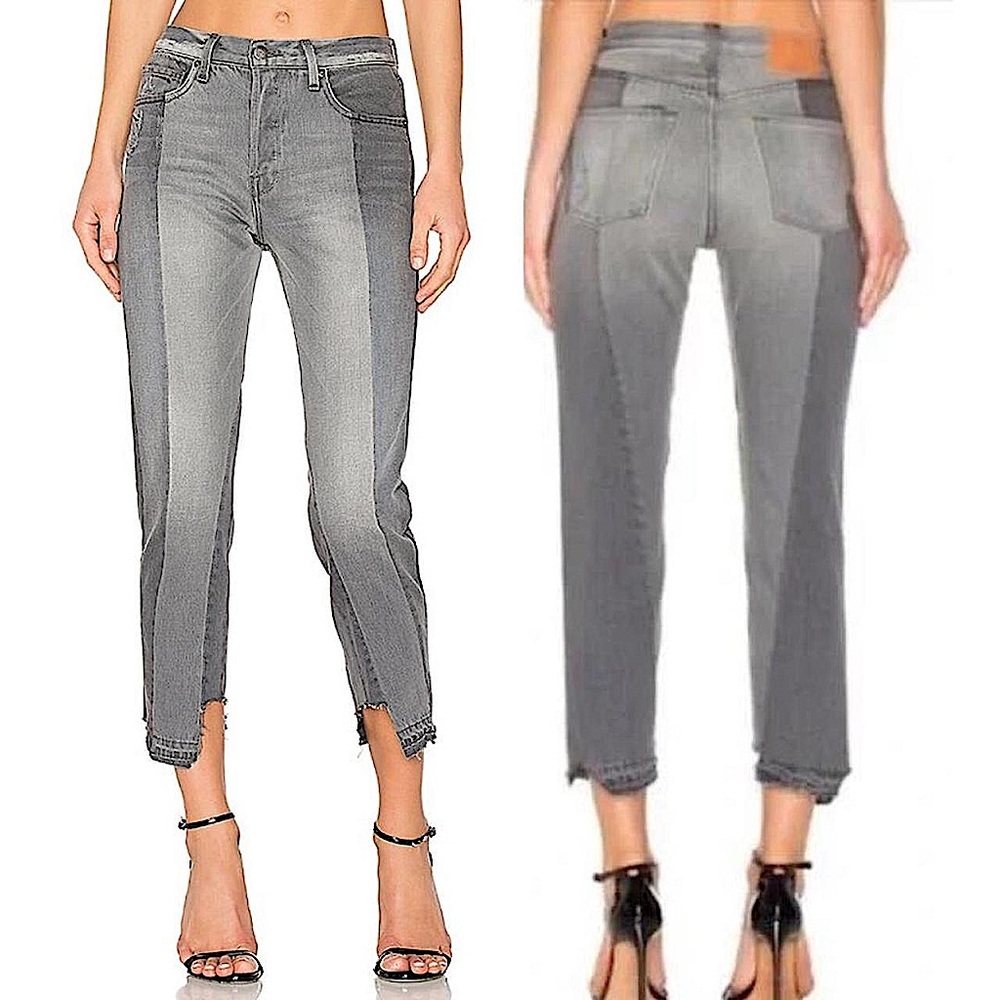 FRAME Denim | Nouveau Le Mix Jean In Gris Mix - Edgy - Chic - Crop - Fray